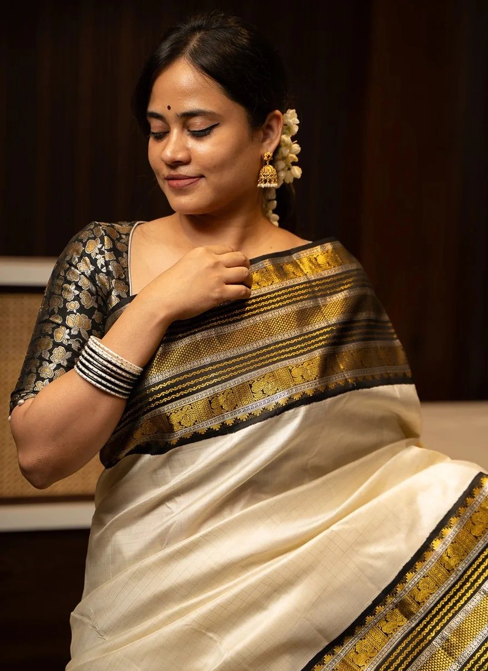 Moonlight Kanchipuram Silk Saree